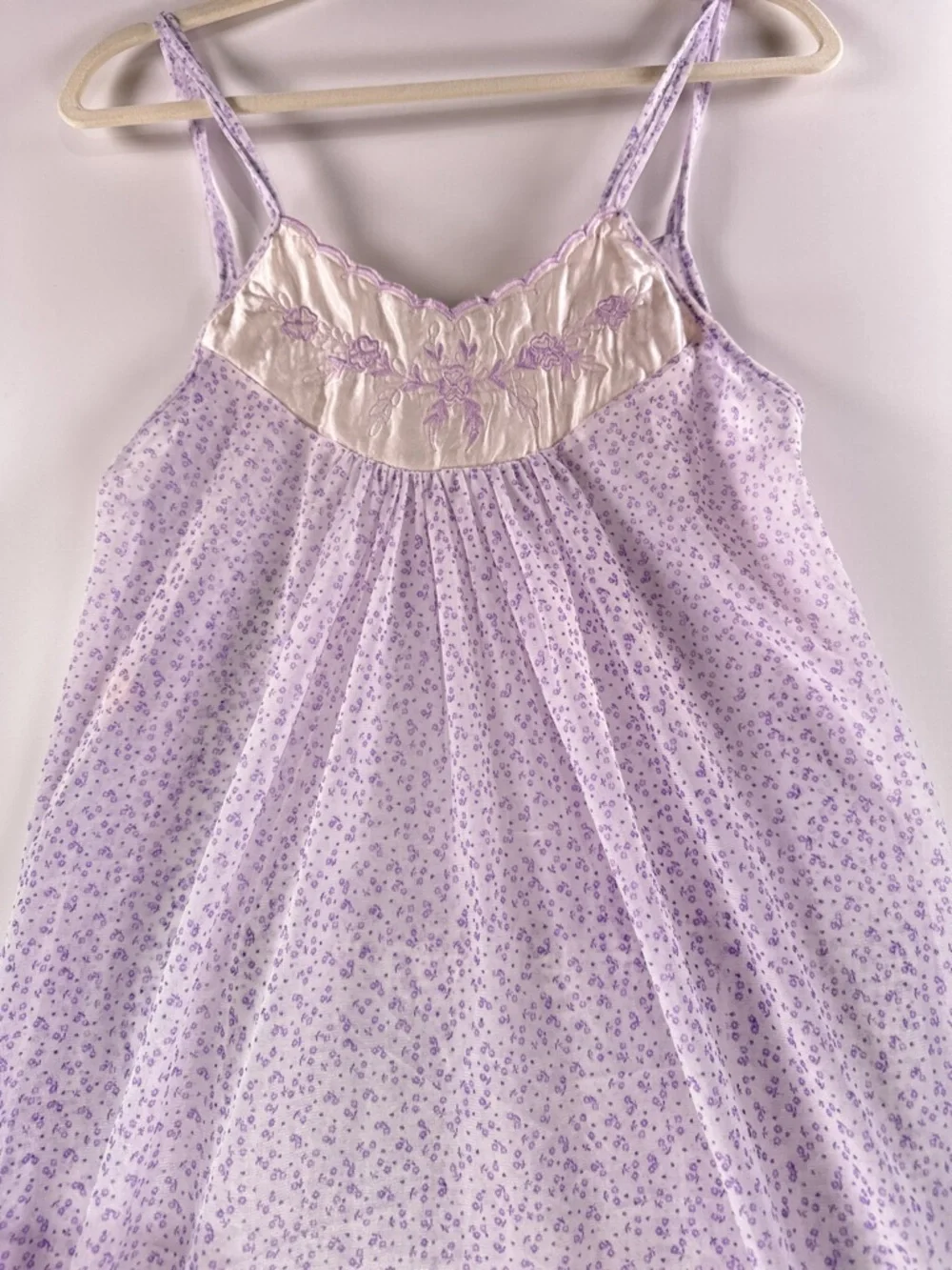 Cancan Vintage Coquette Purple Floral Sheer Embroidered Slip Small